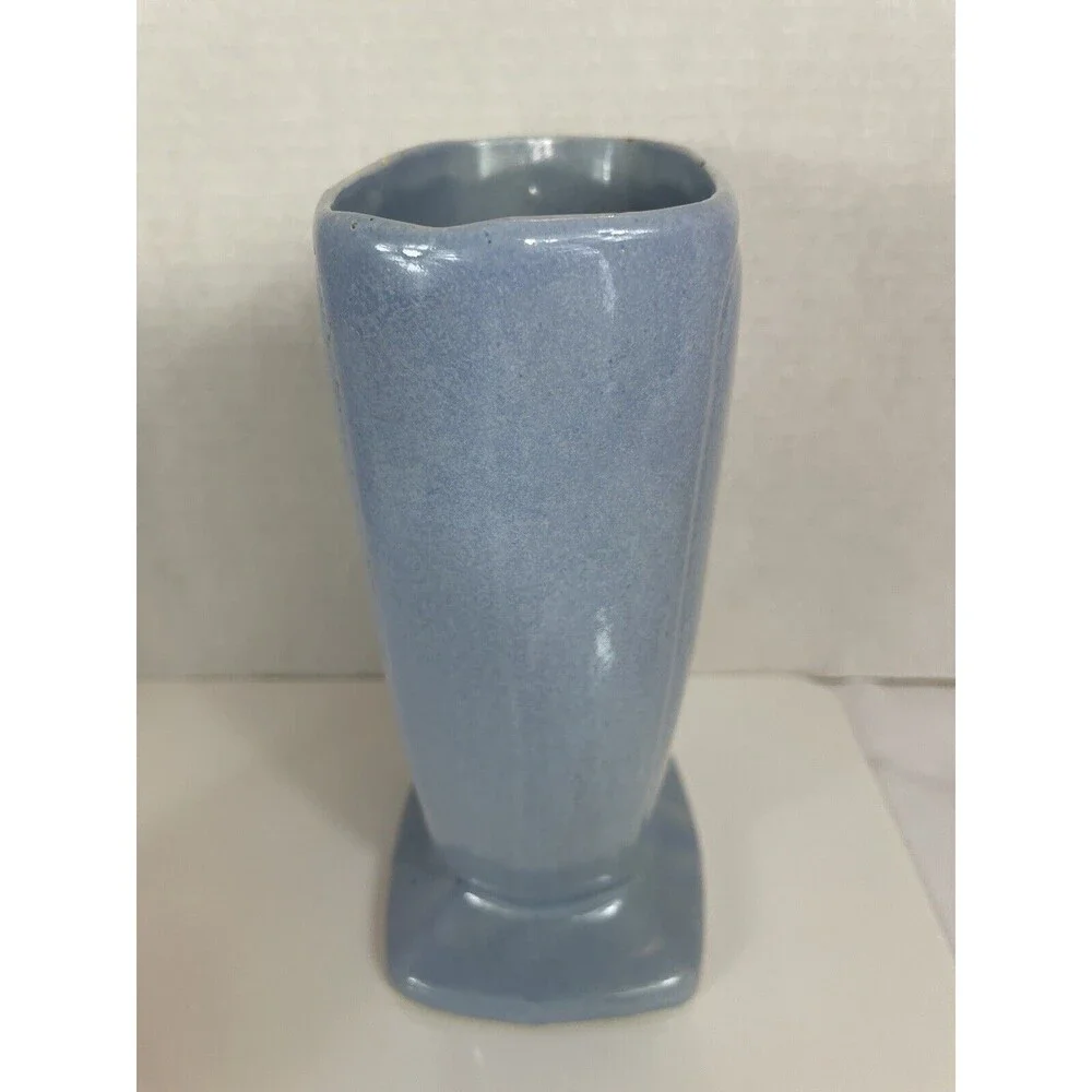 Robinson Ransbottom Vase Art Pottery Gazelle Deer Blue Ceramic 230 MCM VTG Retro